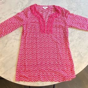 Vineyard Vines swimsuit coverup in hot pink/white - size L